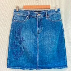 Talbots Indigo Floral Denim Mini Skirt